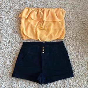 Bebe crop top & high waisted shorts